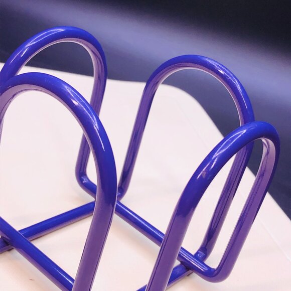 Vintage 90s Purple Enamel Metal Wire Square Notepad Holder Office Accessory - Picture 3 of 10